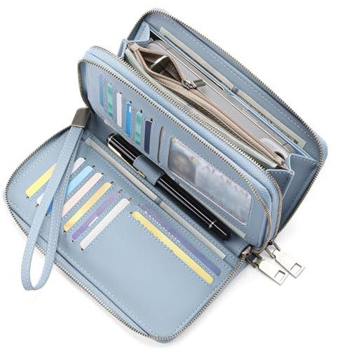 GAEKEAO Geldbörse Damen Gross, Leder Portemonnaie Damen, Geldbeutel groß, Portmonee Damen viele Fächer & Münzfach mit Reißverschluss