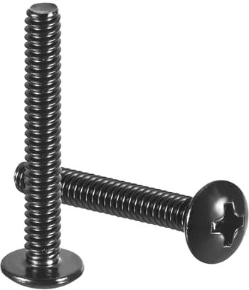 QUARKZMAN #6-32 x 1-1/4 Tornillos De Máquina De Cabeza Truss Phillips, Roscado Completo, Accionamiento Phillips, Acero Inoxidable 304 18-8, Acabado En Óxido Negro, Cantidad 50