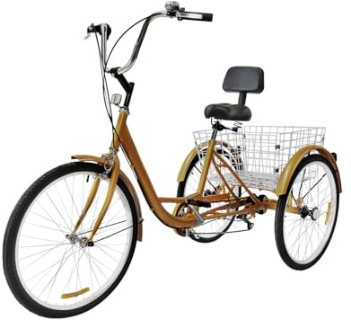 KAPIPALA 6-Gang Einstellbar Dreirad für Erwachsene 3 Rad Fahrrad mit Einkaufskorb, Verstellbarer Lenker und Rückenlehne Fahrrad Cargo-Bike für Erwachsene, Senioren und Frauen 180x78x100-110cm