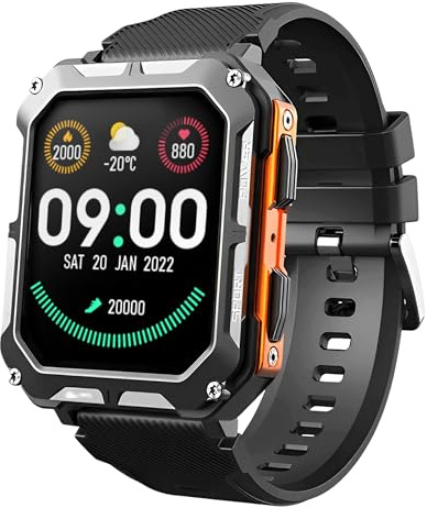 Hard Hat Watches - Reloj inteligente resistente para hombre, reloj inteligente original, reloj digital impermeable para los trabajos más difíciles, con rastreadores de fitness, monitor de frecuencia