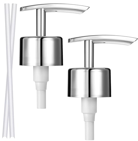Prasacco 2 Pezzi Dispenser di Sapone con Pompa, Dispenser di Sapone ABS di Ricambio con Tubo da 15 cm, Pompa Dispensatrice per Shampoo, Gel Doccia, Sapone per le Mani, Saponetta, Detersivo per Piatti