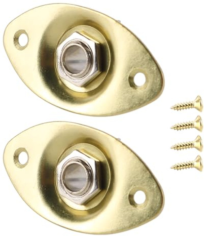 CENPEK 2 Pack Gold Thick Oval Dented Electric Guitar Jack Output Plate Socket for Fender Stratocaster Telecaster Replacement Hardware​.