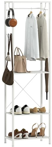 HOMCOM Porte-Manteau avec Tringle de Suspension 52 x 30 x 180 cm Blanc