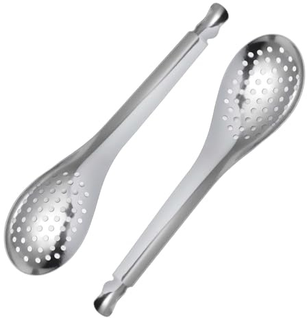 Toyvian Cucchiai Forati Da Cucina in Acciaio 304 Piccoli Colini Scolapasta Per Uova Di Pesce e Olive, Drenaggio Rapido Rete Fine, Utensili Da Cucina Professionali 2 Pezzi Per Gastronomia e Ristoranti
