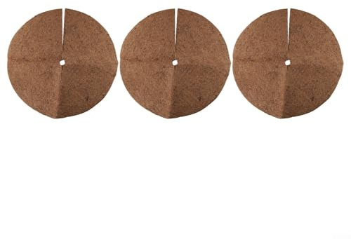 Yuanpgky Discos de mantillo de coco para protección de plantas, tapete de fibra de coco natural con alta retención de agua, paquete de 3 árboles de coco para anillo para jardín y plantas de interior