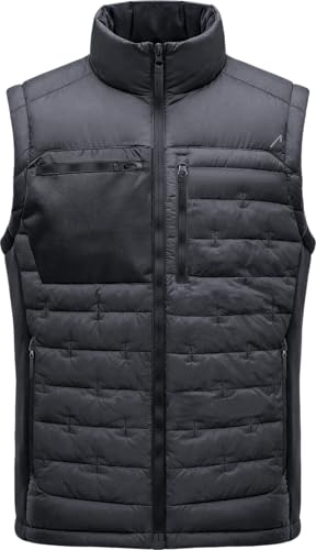 ACE Constructor Gilet da lavoro da uomo - con collo in pile e 4 tasche per il lavoro - gilet caldo da uomo - Nero - M