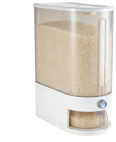 Yuecda Large Rice Dispenser 22 Lbs, Cereal Dispenser Rice Container Food Storage Container with Measuring Cup, Cereal Containers Storage Kitchen Storage Household Rice Pet Food Holder (10kg)