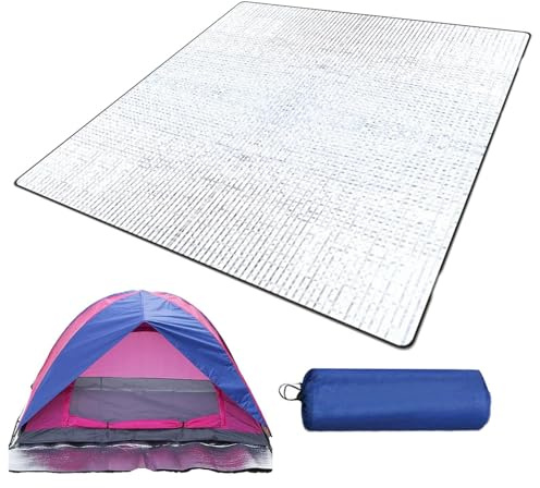 Tappetino Per Tenda Da Campeggio - Tappetino Isolante Bifacciale 195x180 Cm, Coperta Termica Pieghevole, Tappeteno Da Esterno Impermeabile | Attrezzatura Da Campeggio Leggera Per Picnic In Spiaggia, S
