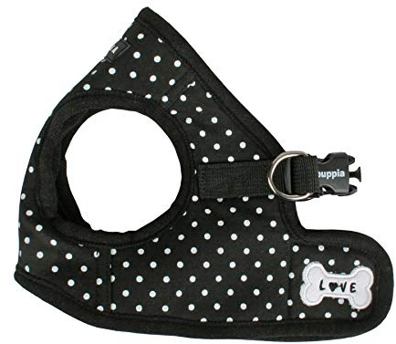 Puppia Dotty Step-in Vest Dog Harness No Pull No Choke Easy Wear Training Walking for Small Dog, Large, Black