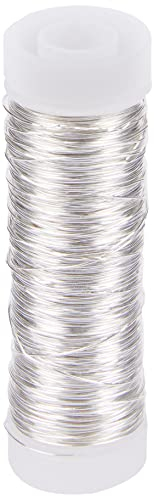 Rayher 2405522 Schmuck-Häkeldraht, silber, 0,30 mm ø, Spule 50 m, Schmuckdraht, farbig lackierter Kupferdraht, zum Basteln von Schmuck und Edelsteinbäumchen