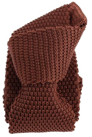 Tony & Paul. Cravate tricot. TONY, Soie. Marron Acajou - Uni - FABRIQUE EN ITALIE.