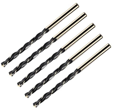 Aopin 5pcs HSS 5/32 Inch (4.2mm) Metric Gold Cobalt Titanium High Speed Steel Twist Drill Bit,Suitable for Cast Iron,Stainless Steel,Copper, Wood,Plastic,Other Material products