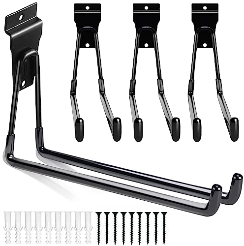 Heevir Ganci da parete da 27,9 cm, confezione da 4 grandi e resistenti, accessori da parete per garage, colore nero