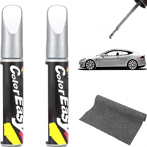 Stylo Retouche Peinture,Peinture de Voiture Retouche de Stylo Réparation,Rayures Réparation De Peinture,2 Stylo Réparation des Rayures Auto De Peinture,Anti Rayure pour Carrosserie Moto Vélo(Argent)