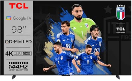 98C805K 98 QLED Mini LED C805 4K Ultra HD Android Smart HDR TV (Dolby Atmos, Dolby Vision, HDR10+, Bluetooth, 144Hz Motion Clarity Pro, Chromecast Built-In, 240Hz Game Accelerator)