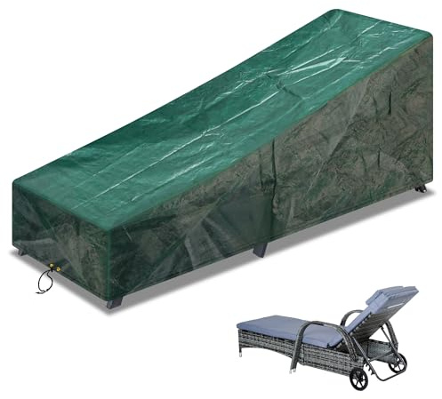 RICHIE Solstolsöverdrag, 220 x 80 x 35/55 cm vattentätt solsängsskydd för utomhusbruk, polyeten, uteplats möbelöverdrag för vilstol, vindtät, UV-beständig