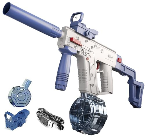 Wasserpistole Elektrisch, Wasserpistole Erwachsene und Kind, 434CC+58CC automatische Wasserpistole mit großer Kapazität, Reichweite Bis Zu 8 Metre, Geeignet FüR Pool Strand AktivitäTen Im Freien