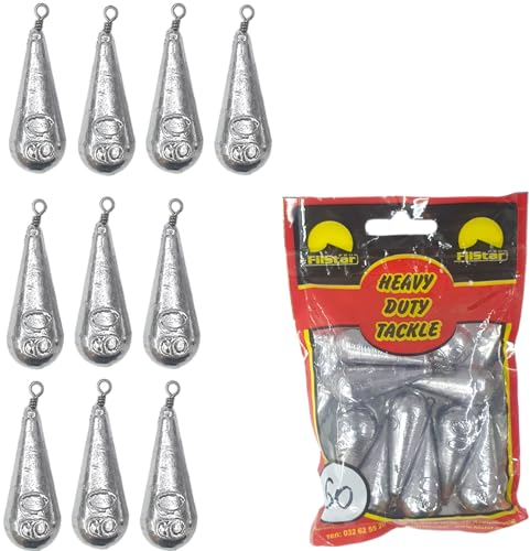 PRO FILSTAR Birnenblei Set 10 x 60g - Blei Angeln mit Wirbel - Angel Bleie Set - Grundangeln - Grundblei Angeln - Blei Gewicht - Angelblei - Fishing Weights - Bleigewichte – Tropfenblei – Karpfenblei