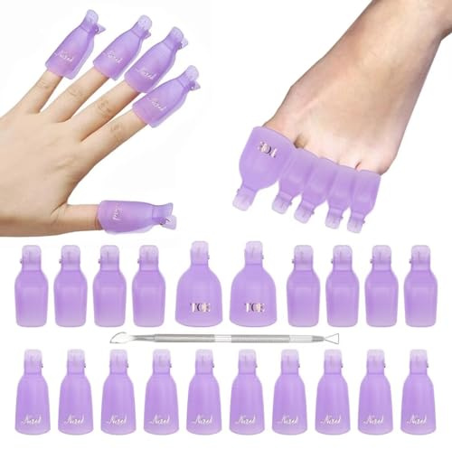 OOTDAY Pinces à ongles - Double pousse-cuticules en métal pour vernis à ongles et vernis à ongles d'orteils - Violet, Lot de 20