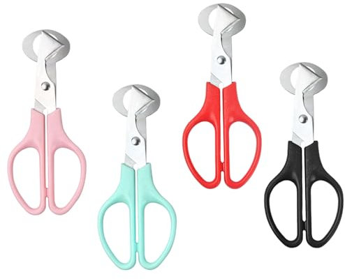Dokeno 4 Pièces Ciseaux à Oeufs de Caille, Ciseaux à Œufs en Acier Inoxydable, Petit Coupe-Coquille d'Oeuf Caille Pigeon Bouilli Oeuf Cru Ouvert pour la Maison la Cuisine le Restaurant