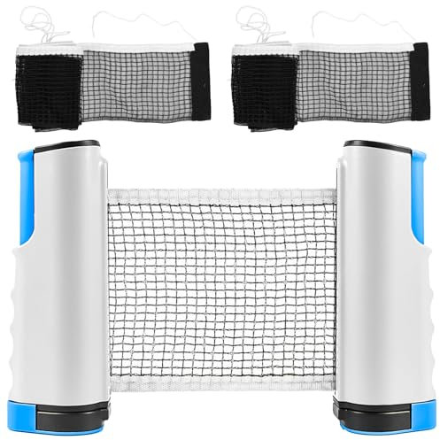 GOMETY Tischtennisnetze, Ausziehbares Tragbares Tischtennis Netze Für Jeden Tisch, Justierbarer Einziehbares Netz mit 2 Ersatznetz, Spielen Sie Ping Pong überall Hin 175(max) x 15cm
