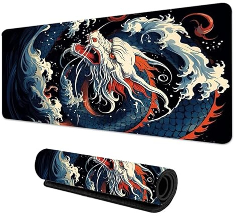 Kinesisk drake Musmatta Tangentbord Musmatta XXL Stora musmattor Spel Speltillbehör Kontorsdator PC Gamer Bärbar Bordsmatta(Dragon-3,400x800x3mm)