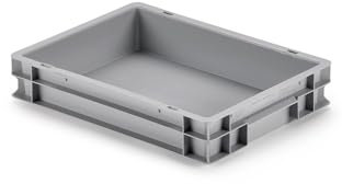 1a-TopStore Euro-Stapelbox EB-475, 400x300x75 mm (LxBxH), grau ähnl. RAL7001, aus Polypropylen, lebensmittelecht, ca. 7 Liter Vol.