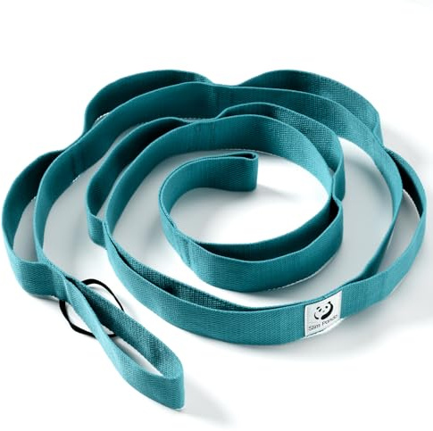 Slim Panda Ceinture de yoga extensible avec 10 boucles non élastiques - 180 cm - Pour physiothérapie, yoga, étirement, Pilates, rééducation