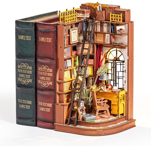 Rolife Book Nook Tyst Hörnstudio Europeiskt Dockhus Booknook DIY Hem Miniatyr Kit för vuxna att bygga Jul- och Födelsedagspresent Dekoration Hylla Böcker Diorama Kit