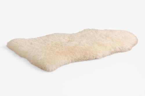 RB&G Lammfell-Teppich, 60 x 80-90 cm, Natur, 100% Echtleder-Rückseite, Fußbodenheizung geeignet