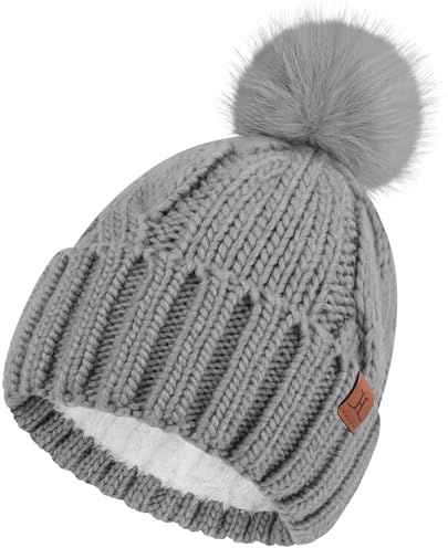 Bequemer Laden Gorro Termico Gorro Pompon Mujer con Forro Fleece Caliente