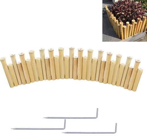 Bordure de Jardin en Bambou,Clôture de Jardin Flexible Garnitures Bordure Pelouse pour Bordure de Gazon Clôture Patio,Hauteur 15/20 cm Longueur 100 cm