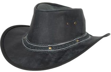 Black Jungle Stonebrook Chapeau de cowboy en cuir style western australien, Noir , M