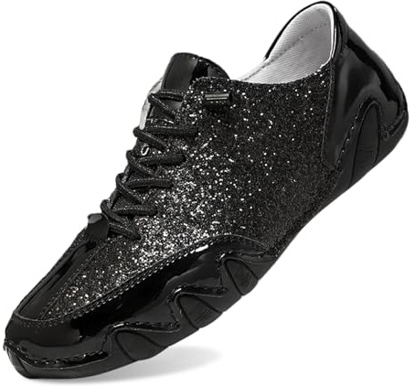 Chaussures à paillettes pour homme - Baskets brillantes - Chaussures de fête - Bottines élégantes pour le Nouvel An - Chaussures de course à paillettes - Chaussures plates pour homme - 2025, 1 x noir