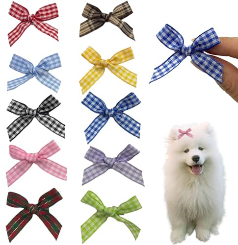 DHER 10 Pieces Pinces à Cheveux pour Chiens Boucle de Cheveux Pince à Cheveux pour Animaux Pet Hair Clips Small Animal Hair Clips Super Coiffure pour Chien Accessoires de fête (Nœud Papillon Simple)