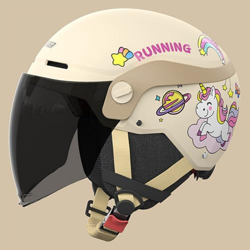 Scooter Helmet, Children's Motorcycle Crash Helmet with Sun Visor for 3-12 Years Old Boys and Girls, Kids Motorbike Jet Helmet, Moped Helmet ECE 22.06 Approved A,50-62cm