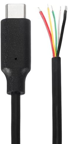 QUARKZMAN 20 AWG USB-C kontaktkabel, 30 cm längd x 4,50 mm ytterdiameter typ C till 5-polig blank tråd PVC adapterkabel 12 V 5 A strömkabel för musfläkt gör-det-själv-projekt, svart