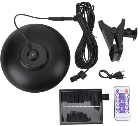 NinGYiYan Lampe solaire LED 1,2 W à clipser - Éclairage blanc - Chargement USB - Affichage de la puissance - Télécommande - Parasol de terrasse - Camping et jardin