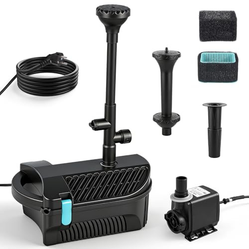 Lightasea Teichpumpe mit Filter und Springbrunnen Set,Garten Springbrunnenpumpe,2500L/H Teichpumpe und Filter-Kit,für Garten- und Springbrunnengestaltung,Außenteiche, sauberer Koi-Teichfilter