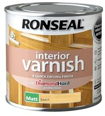 Ronseal RSLIVMBE250 250ml Quick Dry Matt Interior Varnish - Beech