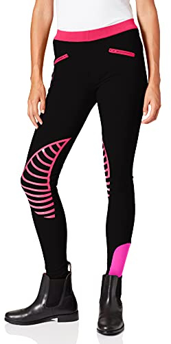HKM 9228 Reitleggings Starlight, Silikonkniebesatz Mädchen , Schwarz/Pink, 158/164