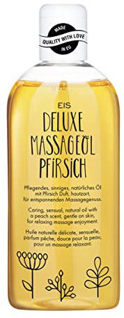 EIS Deluxe Massageöl Pfirsich | für Massagen zur Entspannung | für Pärchen | wärmendes Körperöl zur intimen Muskelentspannung | flüssiges Körper-Gleitöl | 250ml | erotischer Pfirsich Duft