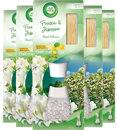 Air Wick Air Freshener Reed Diffuser, Freesia and Jasmine, Pack of 5 x 33ml