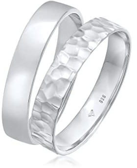 Kuzzoi Herrenringe Ring Set Silber 2 Stück Bandringe poliert 925 Silber