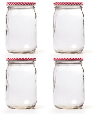 Blumixx Einmachgläser mit Schraubdeckel 24er Pack Einmachglas mit Deckel - 900ml Fassungsvermögen - Ideal für Erntezeit, Konservierung & stilvolle Aufbewahrung