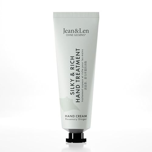 Jean & Len Mini Silky & Rich Hand Treatment Rosemary & Ginger, pratico formato da viaggio, assicura mani morbide, mini crema mani, senza parabeni e siliconi, 30 ml