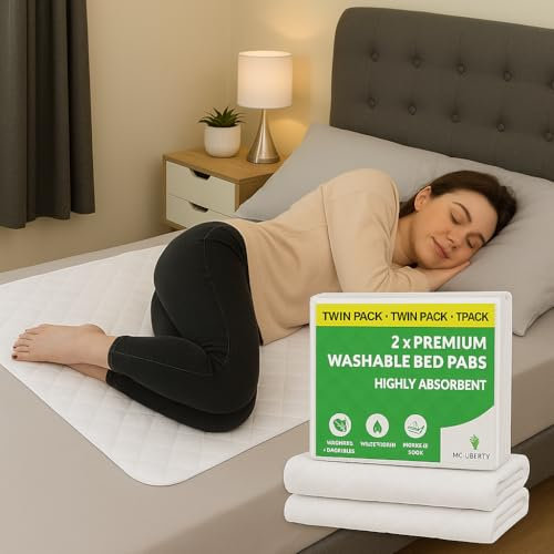 Washable Bed Pads Pack of 2 - Premium Quality Waterproof Sheets for Bed Wetting - Incontinence Bed Pads Washable For Any Bed Size- Anti Slip Bottom