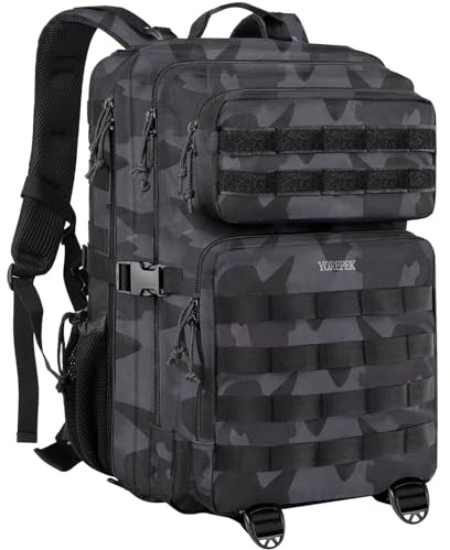 YOREPEK Zaino Tattico, Zaini Militare Molle Borsa Tattico Grande Capacità 3 Giorni Zaino Escursionismo Multifunzionale Zaini Crossfit per Trekking, Campeggio, Caccia, Patrol, Camo Nero
