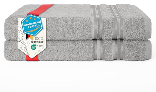 Hammetex Badlakan 2-pack 70x140 cm, Duschhandduk, 100% Bomullsfrotté | OEKO-TEX-certifierade, mjuka & absorberande, frotté, med hängögla, duschhandduk & bastuhandduk för badrum & bastu