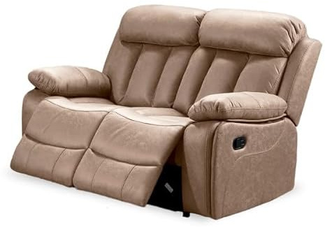 HOGAR24 ES - Sofá 2 Plazas Reclinable, Sofa Relax, Acabado en Tejido Color Beige. Medidas: 152 cm (Ancho) x 101 cm (Alto) x 97 cm (Fondo)